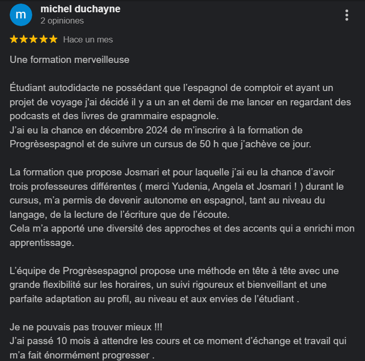 avis étudiant progrespagnol - Pack de Conversation Espagnol